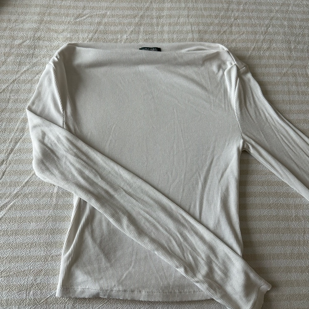 Wild Fable Cream Ribbed Long Sleeve Top